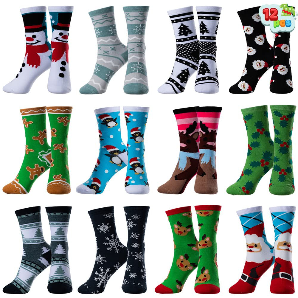 12 Pairs Christmas Holiday Cotton Socks Set