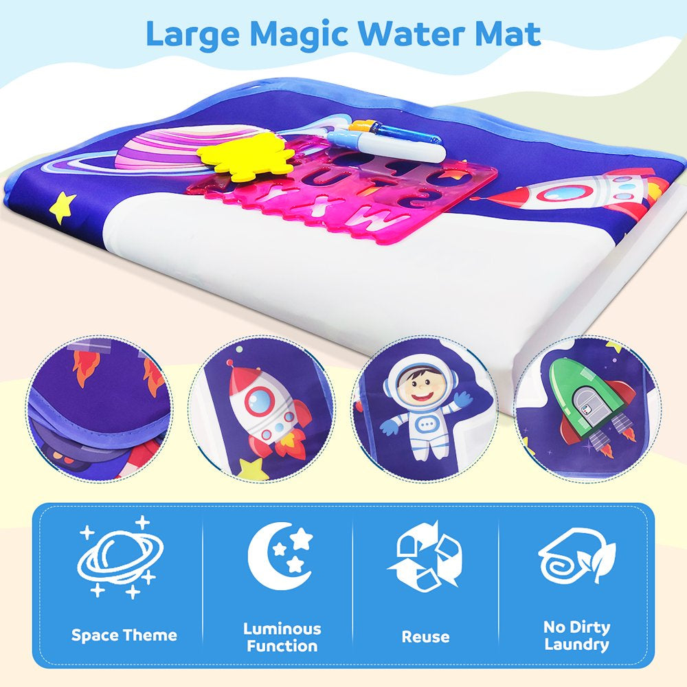 40X32 Inches Luminous Magic Doodle Drawing Mat Glow in the Dark, Extra Large Water Drawing Mat Toddler Toys Gifts, Paint Writing Color Mat Kids Toys for Age 3-12 Years Old Toddler