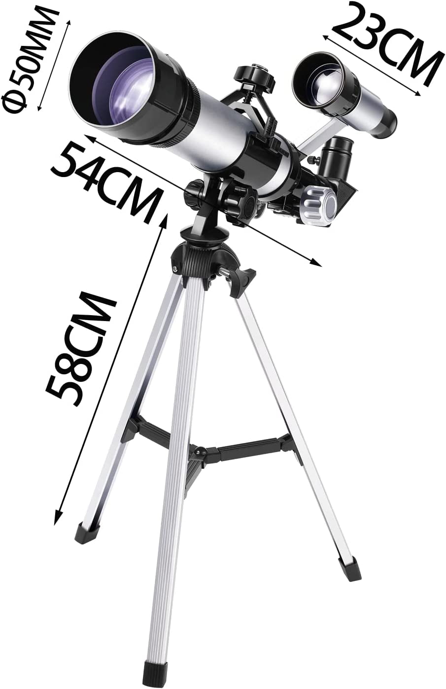50Mm Aperture 360Mm Stand Full Multilayer Optics, Astronomical Refraction Tripod, Mobile Phone Adapter (White)