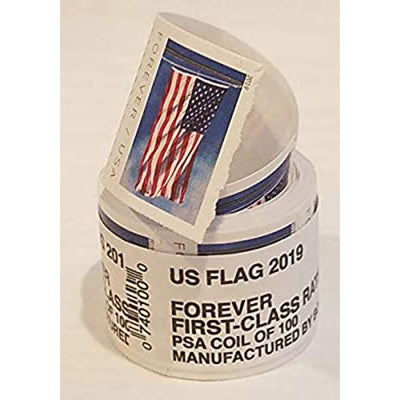 100 Forever Stamps 2019 US Flag USPS First Class Postage Stamps Coil of 100