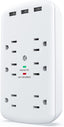 USB Outlet Extender, USB Wall Charger Surge Protector Wall Outlets 6AC Outlets Plug Extender Splitter with 3 USB Ports 1728J Power Strip Multi Plug Outlets Adapter for Home, Office, Travel