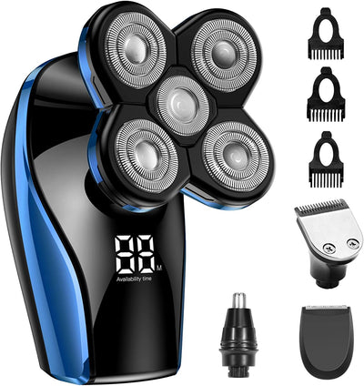 Electric Head Shaver Waterproof Shavers for Bald Men, 6D Cordless Hair Trimmer Electric Razor, Beard Shavers Hair Clippers, 4 in 1 Rechargeable Nose Trimmer