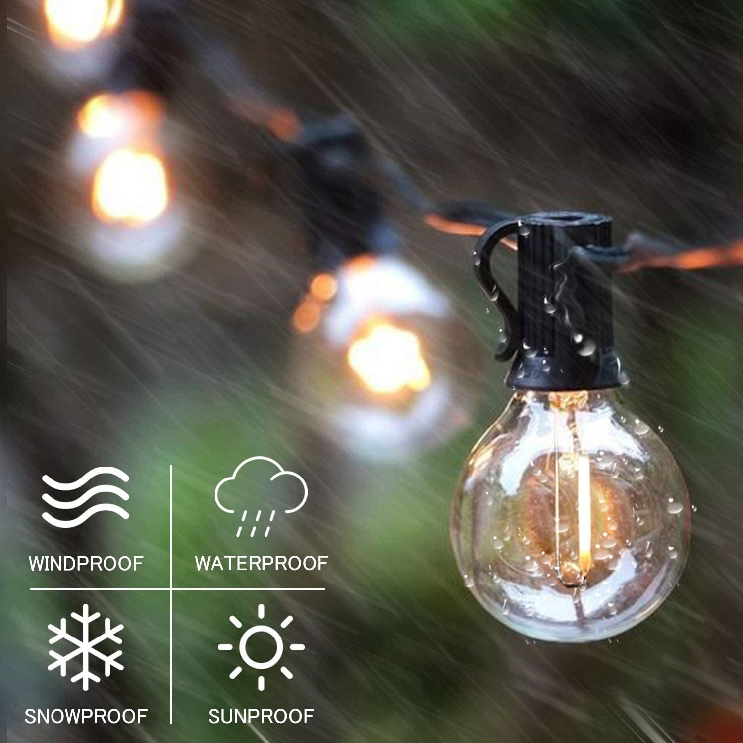 Globe Outdoor String Lights, 27FT Patio Lights with 14 G40 Shatterproof LED Bulbs(1 Spare), Waterproof 