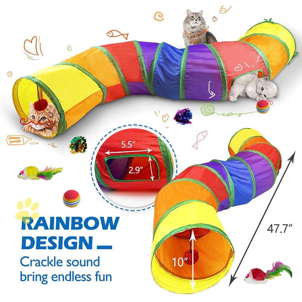 Cat Toys Tunnels Collapsible Pets Cat Jungle Tunnels Kitty Toys Balls