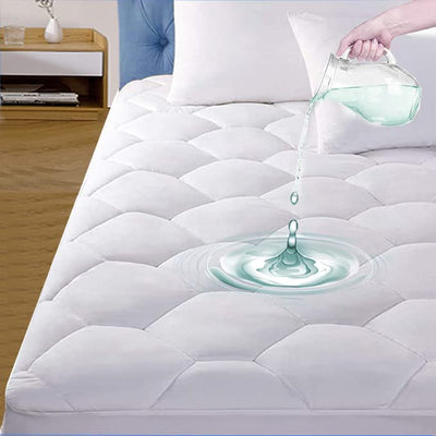 Twin XL Quilted Waterproof Mattress Pad Cover,Soft Mattress Pad Cover, Waterproof Mattress Protector Stretches up to 16” Deep Pocket-Hollow Alternative Filling-Cooling Mattress Topper