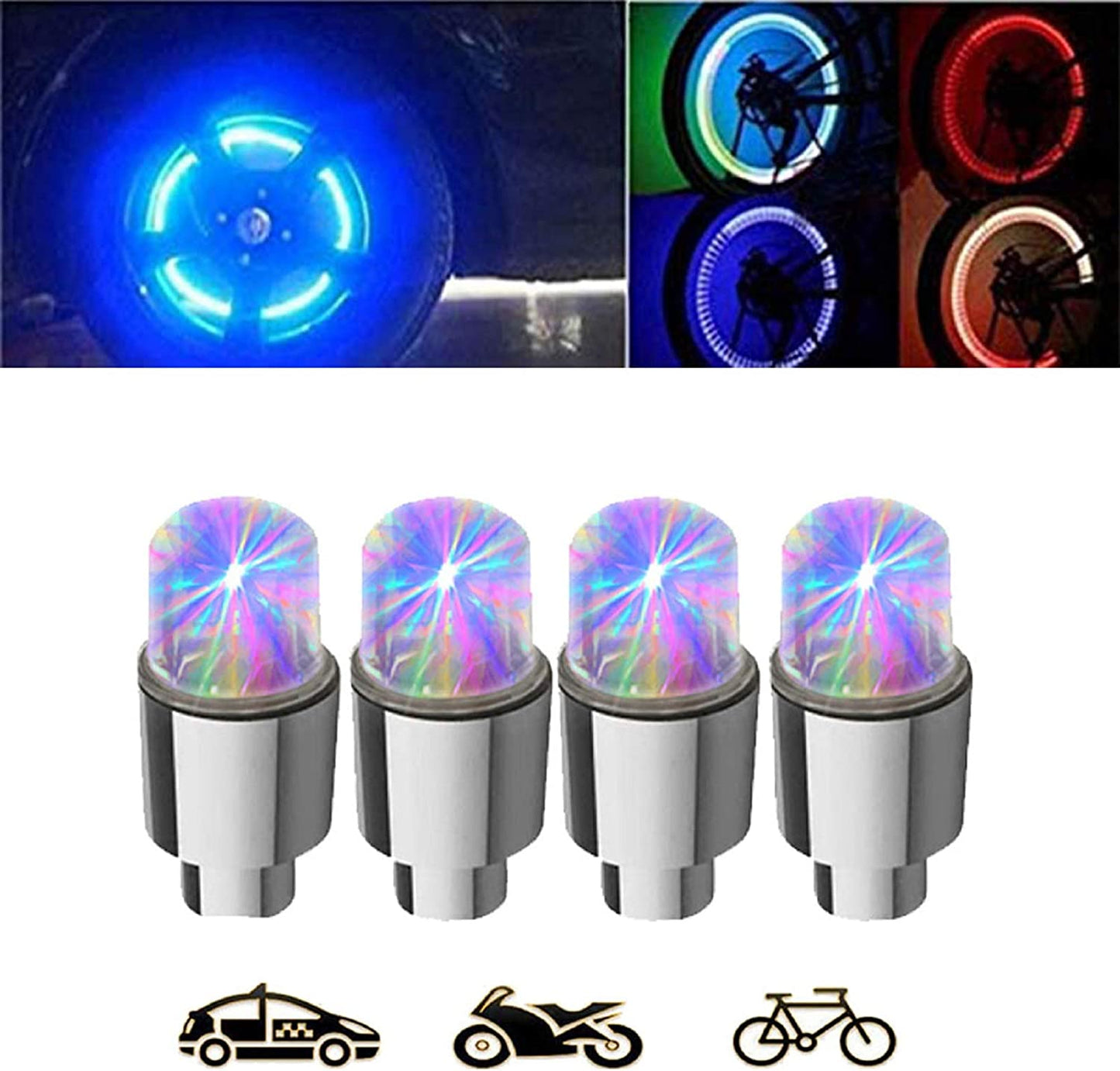 4 Pack LED Wheel Lights with Batteries Included 