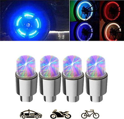  4 Pack LED Wheel Lights with Batteries Included - Car Bike Tire Valve Stem Light, Spoke Flash Lights Car Valve Stems & Caps Accessories, Motion Activated, Safety, Waterproof