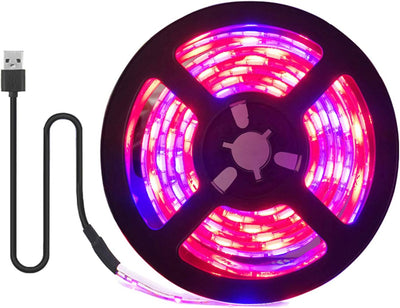 Plant Grow LED Strip Light, 6.56Ft/2M 5050 SMD 120 Leds 5V 10W Flexible Waterproof LED Grow Strips 