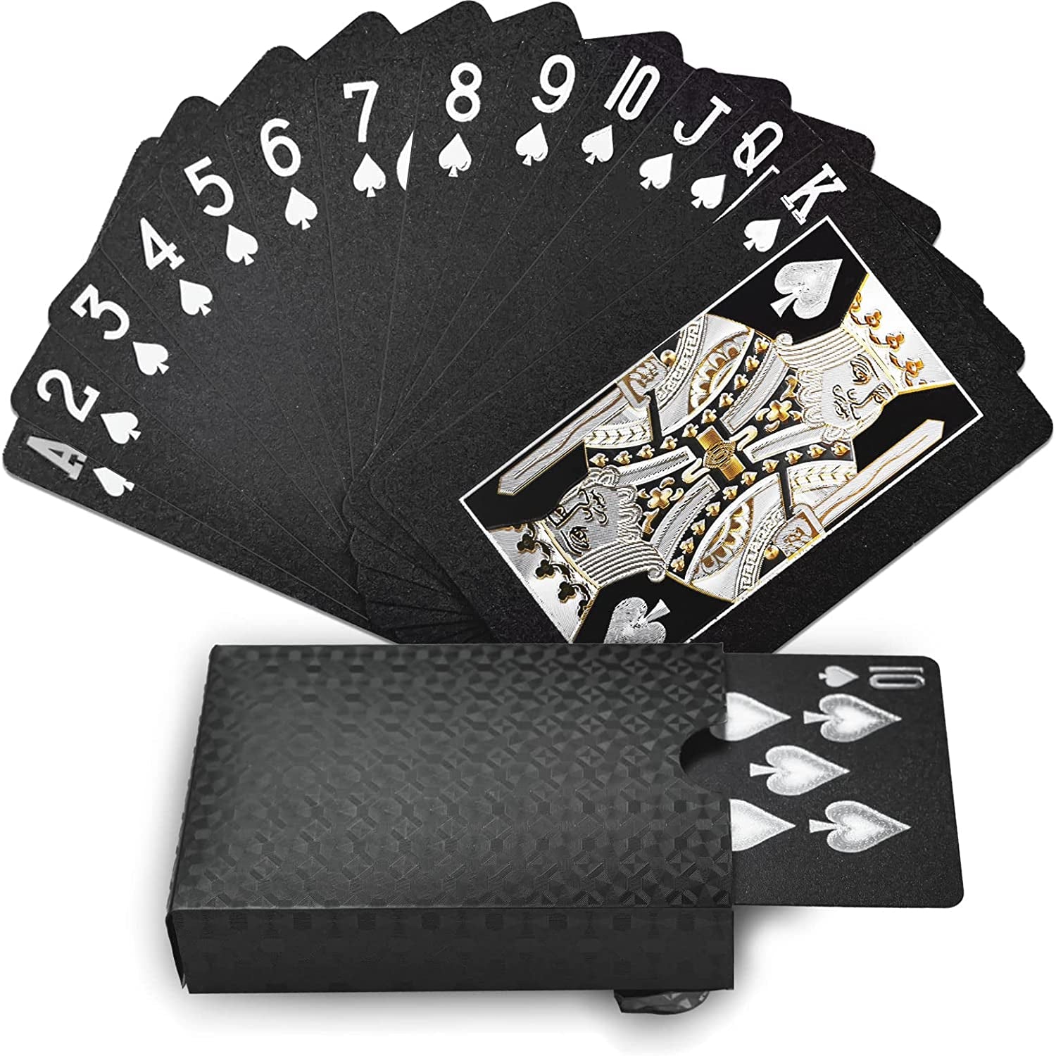 Black Playing Cards , Waterproof Poker Cards, PET Playing Cards with Box Suitable for Pool, Beach, Camping, Party, Family or Friend Card Games