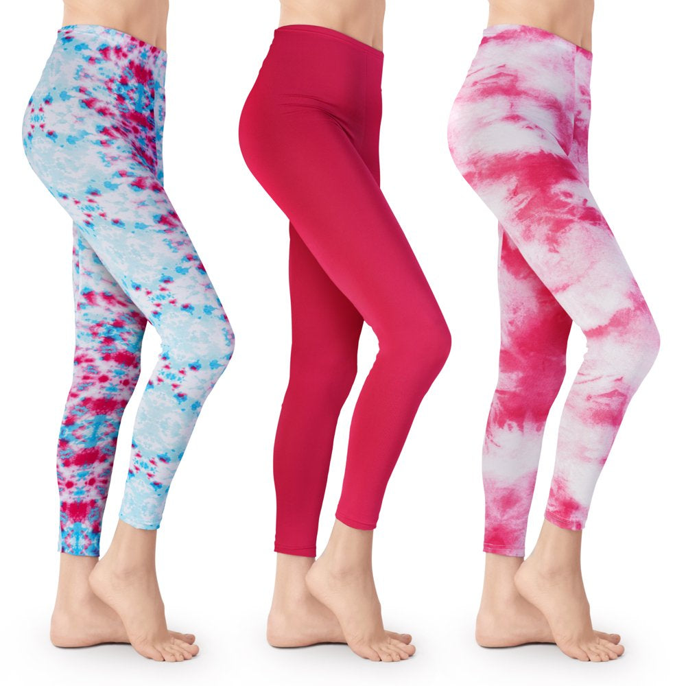 3 Pack Tie Dye Leggings for Women Athletic Casual Lounge and Yoga Pants Double Brushed