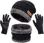 Winter Knit Sherpa Beanie Hat & Neck Warmer Scarf & Touch Screen Gloves Set 3 Pcs Sherpa Lined Skull Cap for Men Women