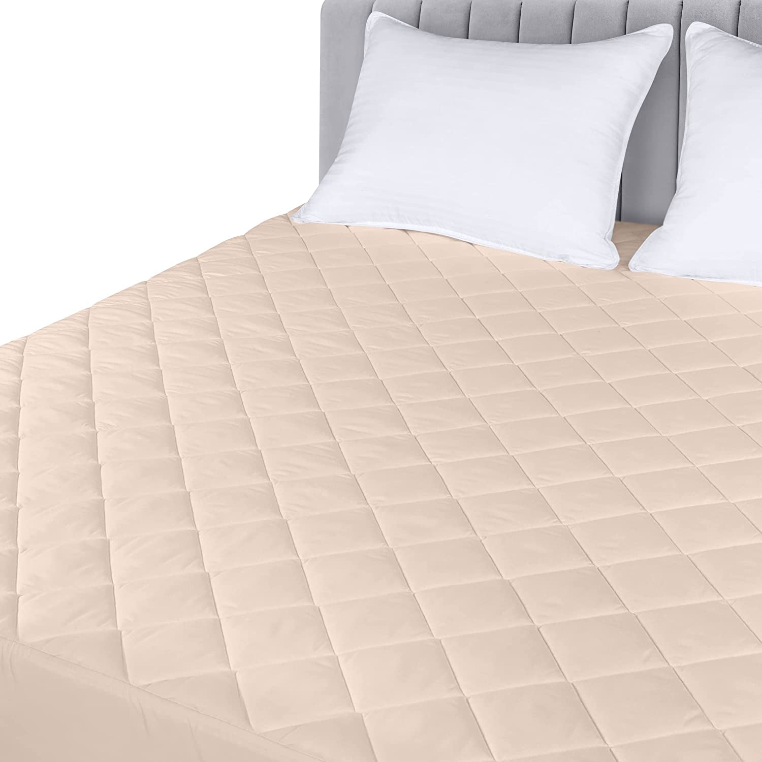 Utopia Bedding Quilted Fitted Mattress Pad (Queen) - Elastic Fitted Mattress Protector - Mattress Cover Stretches up to 16 Inches Deep - Machine Washable Mattress Topper