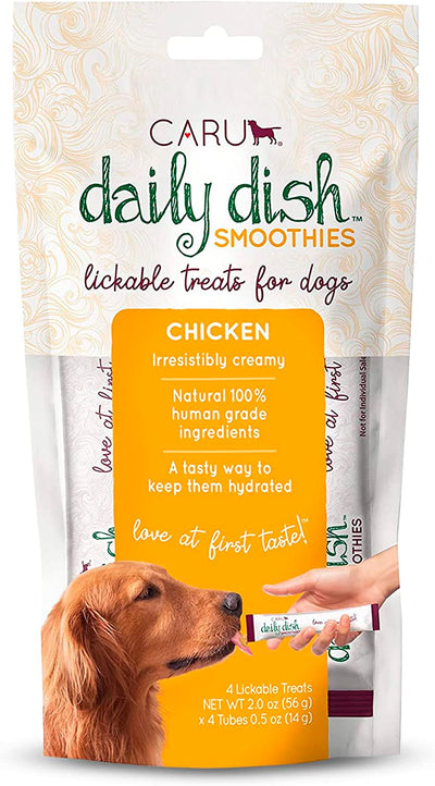  Daily Dish Smoothies - Lickable Chicken Dog Treat - 4 Pack.5oz Tubes