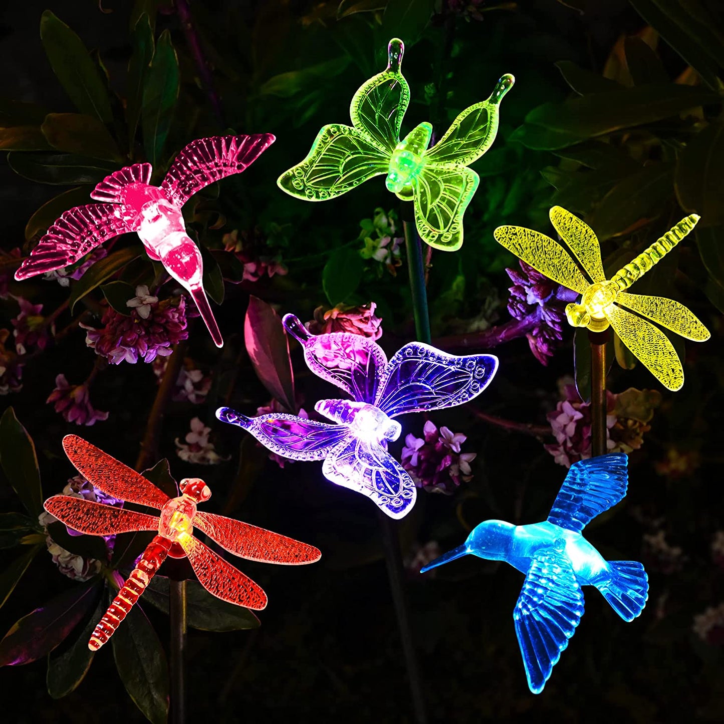3 Pack Solar Butterfly Lights Outdoor, Multi-Color Changing Solar Garden Decorations, LED Solar Light Stakes, Solar Yard Lights for Patio, Lawn & Garden, Solar Bird Lights…