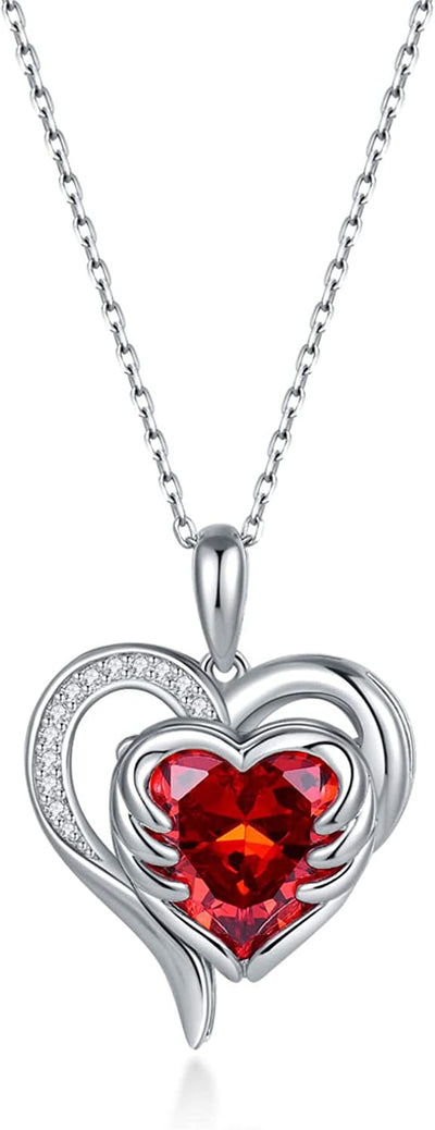  July Birthstone Ruby 925 Sterling Silver Necklaces for Women 