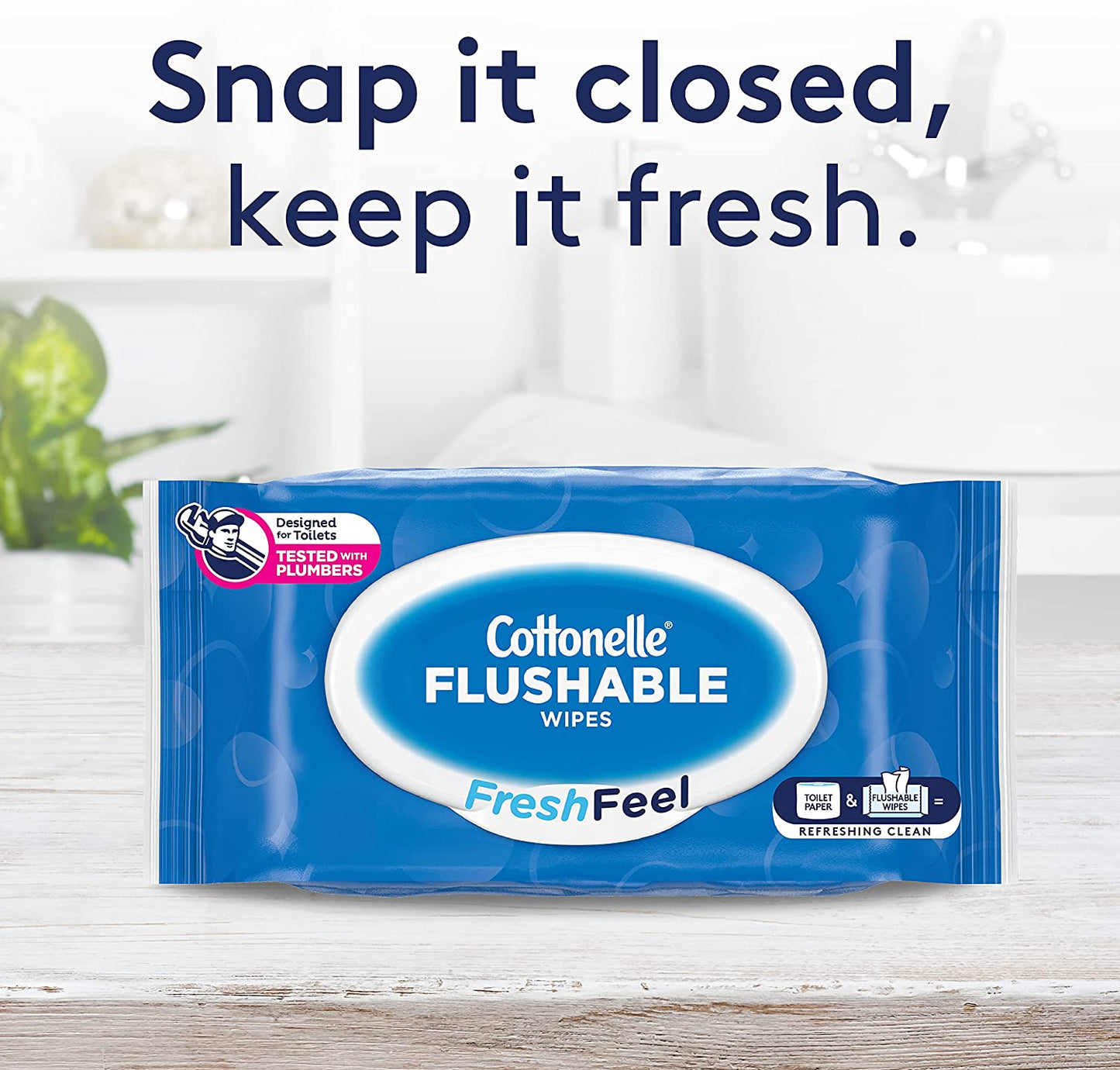 Cottonelle Freshfeel Flushable Wet Wipes for Adults and Kids, 8 Flip-Top Packs, 42 Wipes per Pack (336 Wipes Total)