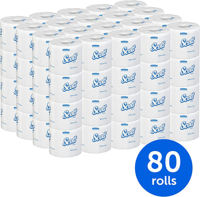 Scott Essential Professional 100% Recycled Fiber Bulk Toilet Paper, 2-PLY Standard Rolls, White, 80 Rolls