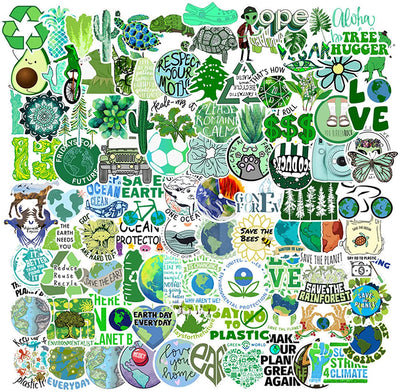 100 PCS Environmental Protection Stickers, Earth Day Stickers for Water Bottles, Stationery, Bicycles