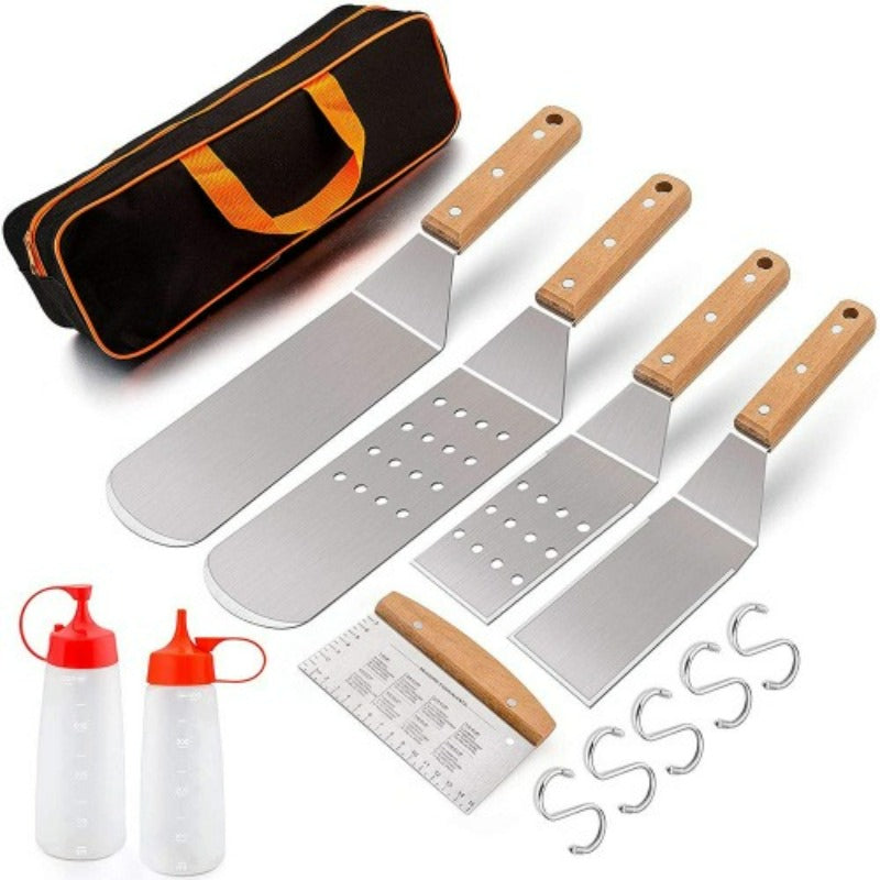  13 Pcs Stainless Steel Grill Spatula Set for Grill Griddle  Outdoor BBQ Cooking