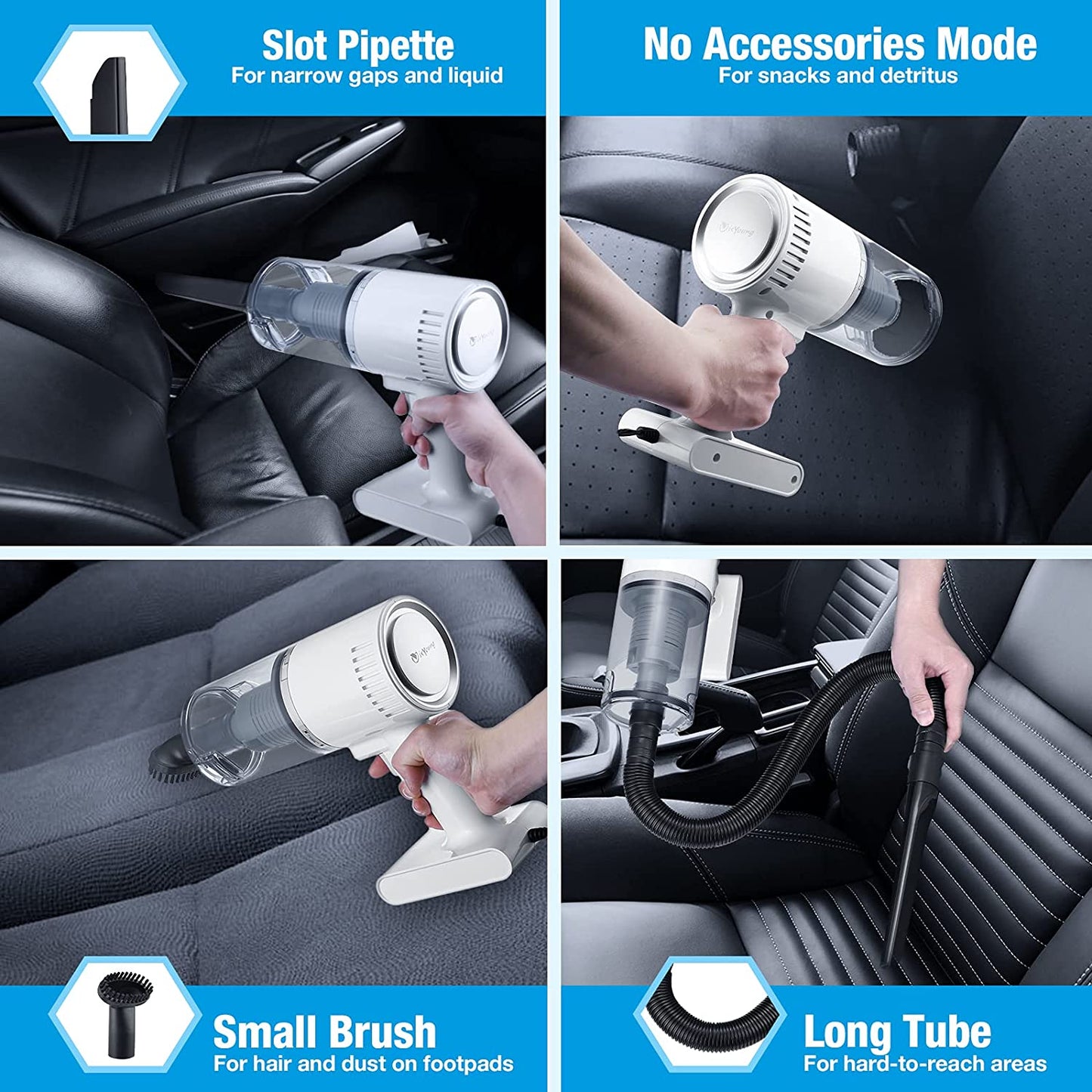 Car Vacuum Cleaner, 6500PA Corded Handheld Vacuum, 12.46 Foot Cable Auto Dust Buster, Car & Auto Accessories Kit for Cleaning Car Interior