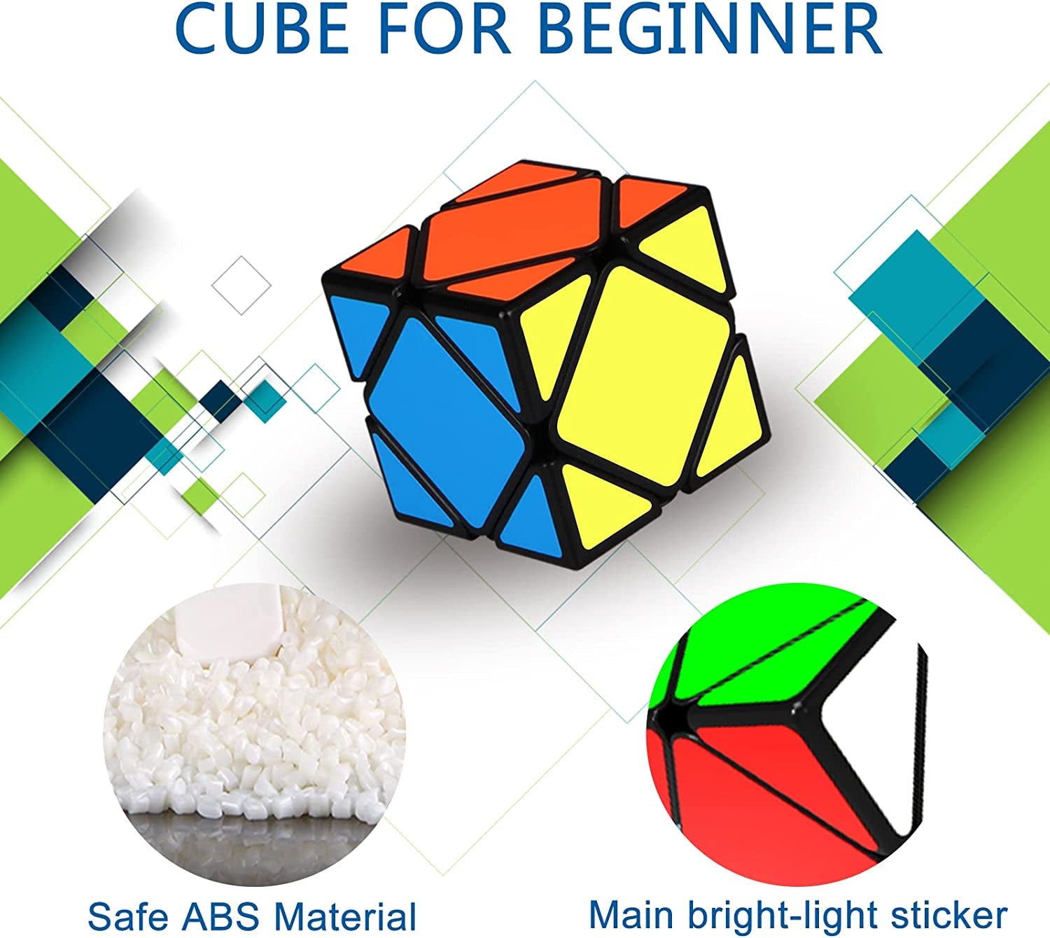 5 Pack Speed Cube Set, Puzzle Cube Bundle 2X2 3X3 Pyramid Dodecahedron Skewb Magic Cube Set, Smooth Sticker Cubes Games Toy