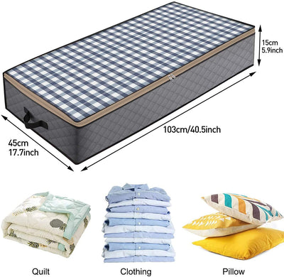 Under Bed Storage Bags (3-Pack), 70L Foldable Underbed Storage Bags Containers with Reinforced Handles,Large Capacity Breathable Non-Woven under the Bed Storage Bins,Premium Fabric Organizer for Clothes,Pillows, Blankets,Gray