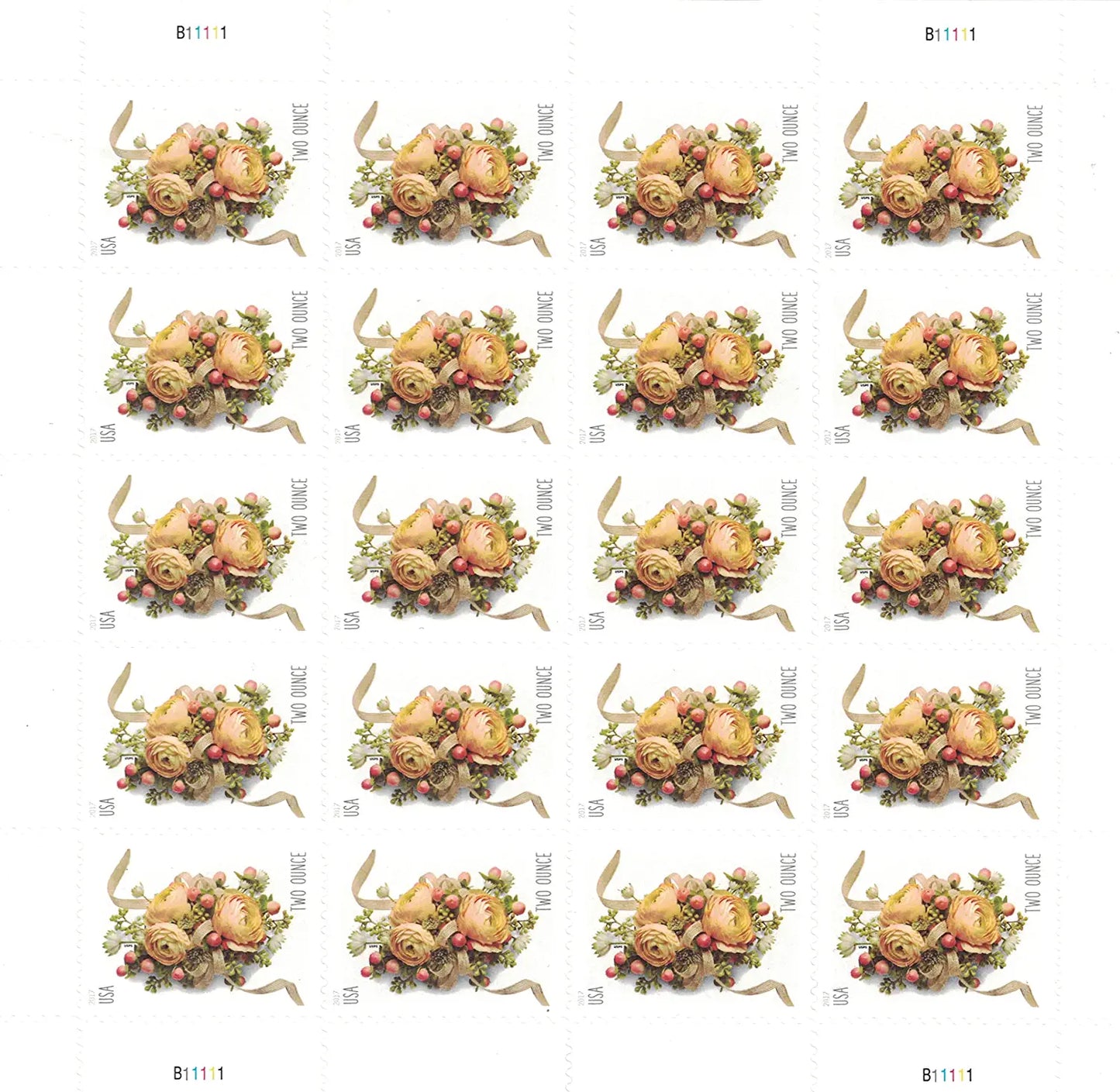 USPS Celebration Corsage Two Ounce 2017 Forever Stamps - Booklet of 20 Postage Stamps - For Birthdays, Weddings, Anniversaries, and Other Celebrations