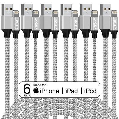 [Apple Mfi Certified] 6 Pack [3/3/6/6/6/10Ft] Iphone Charger Lightning Cable