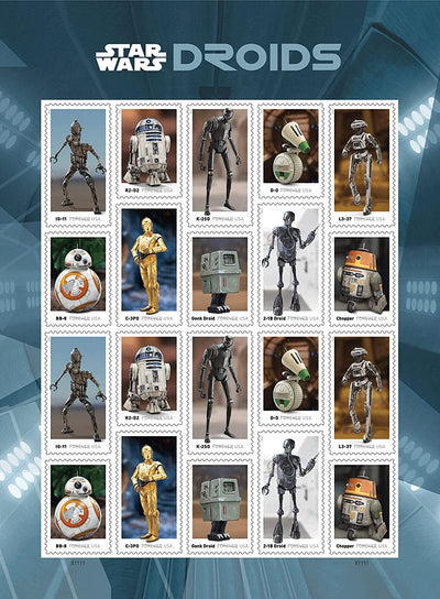 USPS Star Wars Droids One Sheet Forever Stamps