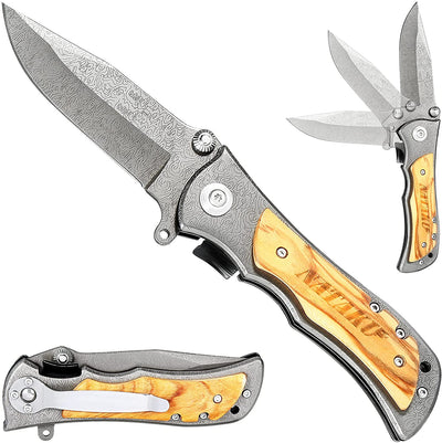 NATAKU Folding Pocket Knife for Men, Best Survival Tactical Knives for Camping Hunting, EDC and Outdoor Gear, Unique Gifts for Men Women