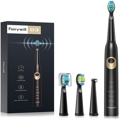 Sonic Toothbrush for Adults,Rechargeable with Smart Timer, 3 Modes, 4 Heads
