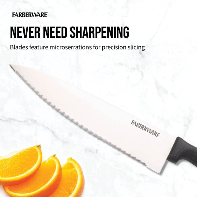 18-Piece Farberware Never Needs Sharpening Knife Block Set