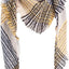 Womens Warm Scarf Triangle Shawls Winter Scarves Stripe Plaid Fichu Rough Surface