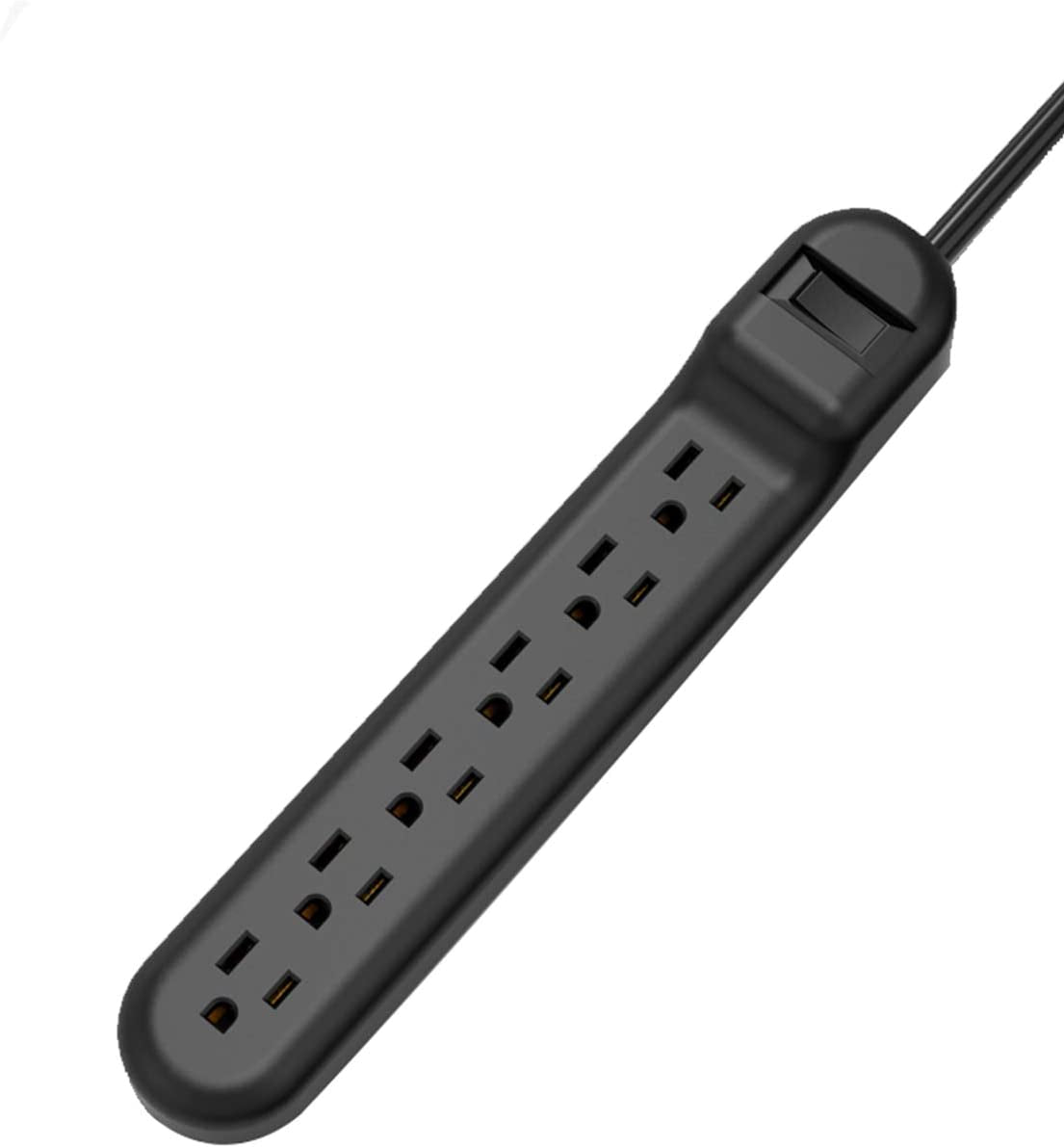 Wishinkle Surge Protector with 6 Outlets, 2.5-Foot Flat Plug Extension Cord Power Strip, 500 Joule, Multiple Protection Outlet Strip for Home, Office, Travel, School, Pack of 2