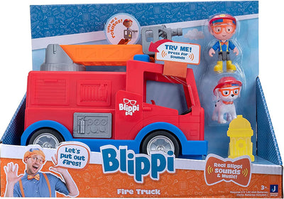 Blippi Fire Truck - Fun Freewheeling Vehicles with Freewheeling Features Including 3 Firefighter and Fire Dog, Sounds and Phrases - Educational Vehicles for Toddlers and Young Kids