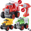 3 in 1 Take Apart RC Remote Control Truck Toy Combo Set and Remote Control Electric Drill, Including Fire Engine, Construction Truck, and Garbage Truck / Waste Management Recycling Truck