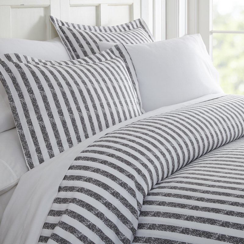 Simply Soft 3 Piece Puffed Rugged Stripes Duvet Cover Set