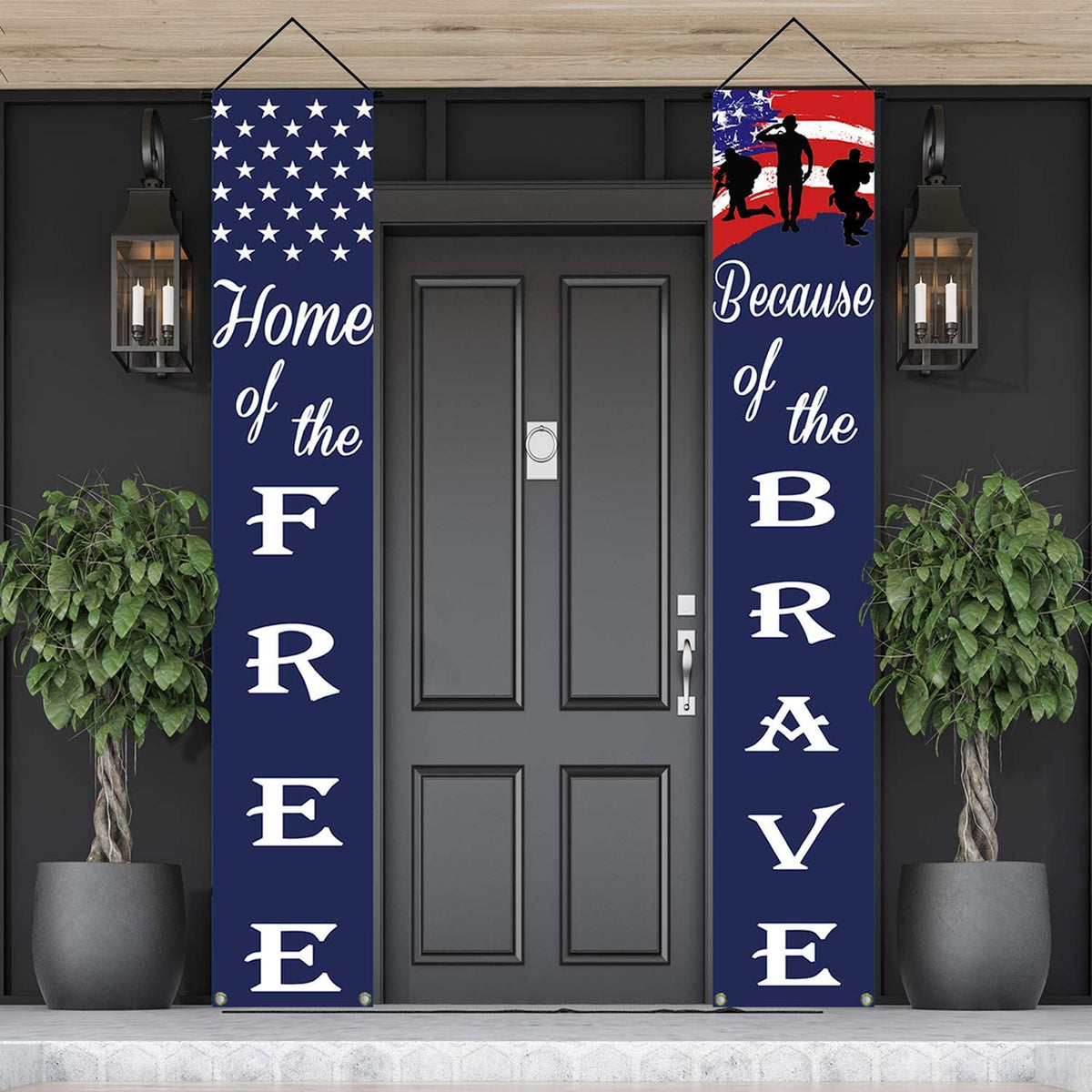 American Flag Patriotic Soldier Porch Sign Banners,Patriotic Decoratio ...