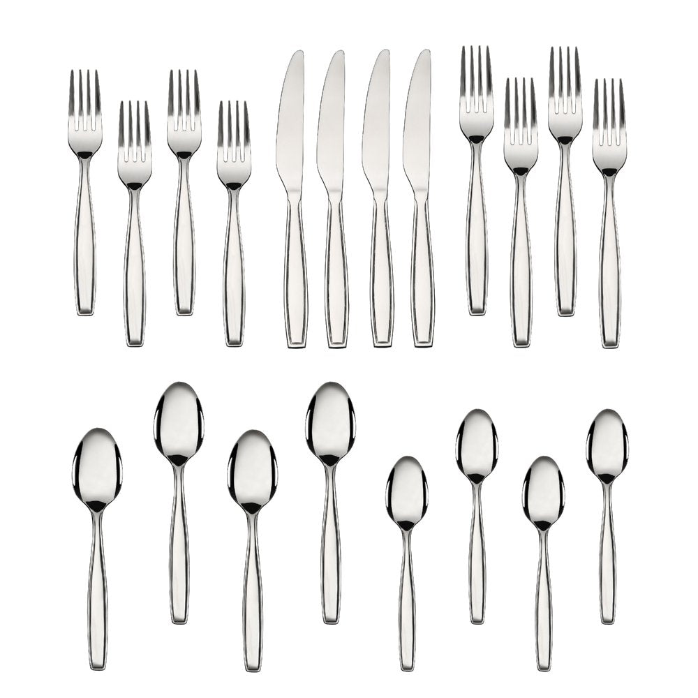 20 Piece Stainless Steel Flatware Set, Silver, Tableware Service for 4