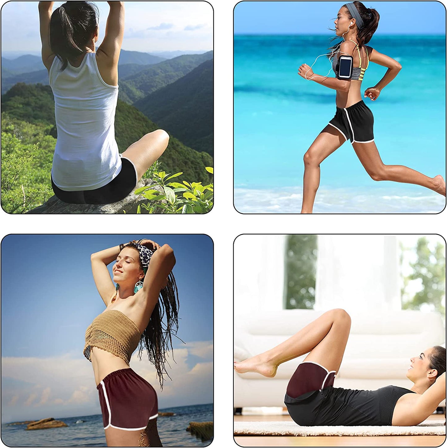 5 Pack Cotton Sports Shorts Yoga Short Pants Summer Running Athletic Shorts for Women