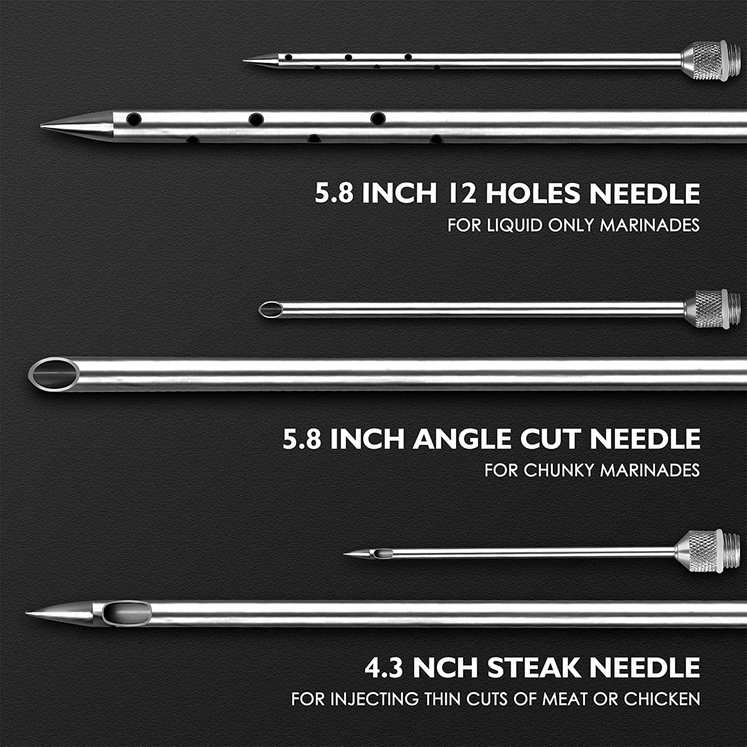 Meat Injector, Stainless Steel Marinade Injector Syringe for BBQ Grill and Turkey, 2 Ounce Syringe with 3 Needles, Easy to Use and Clean