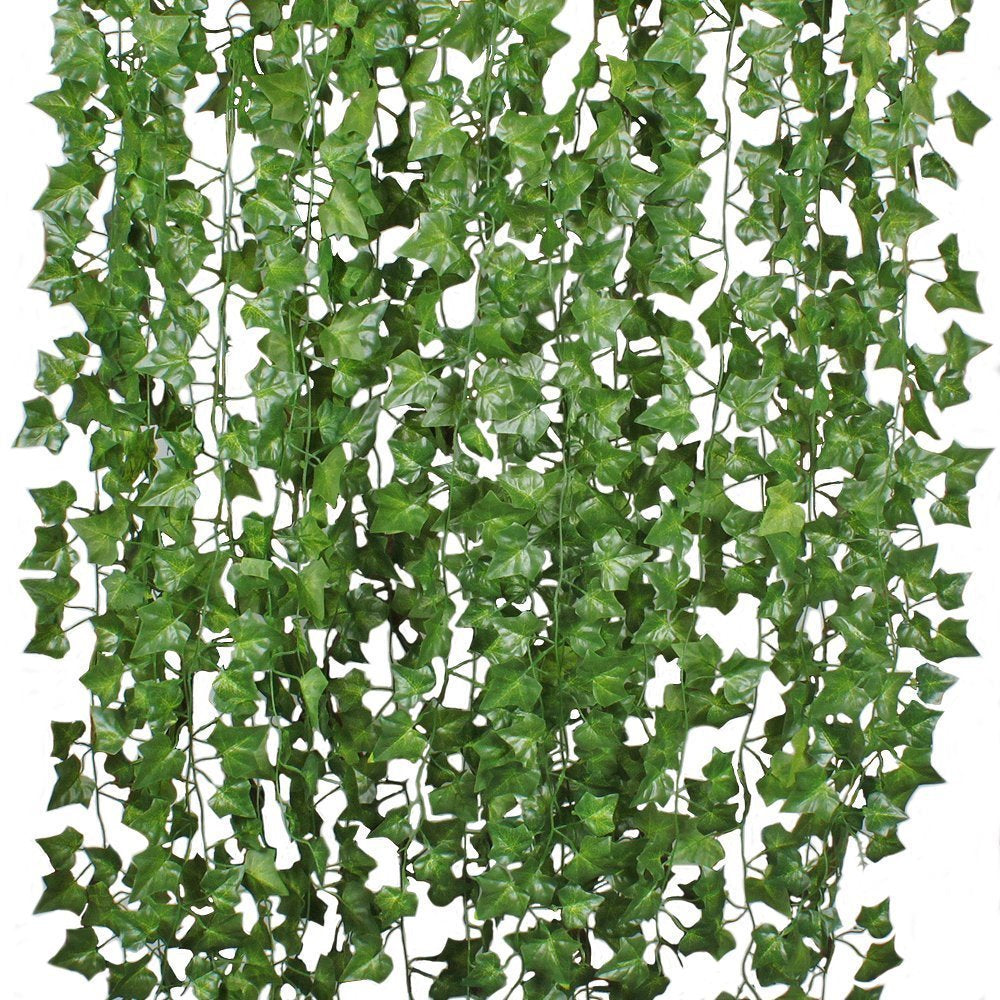 12 Strands Artificial Flowers, Silk Fake Ivy Leaves Hanging, Green