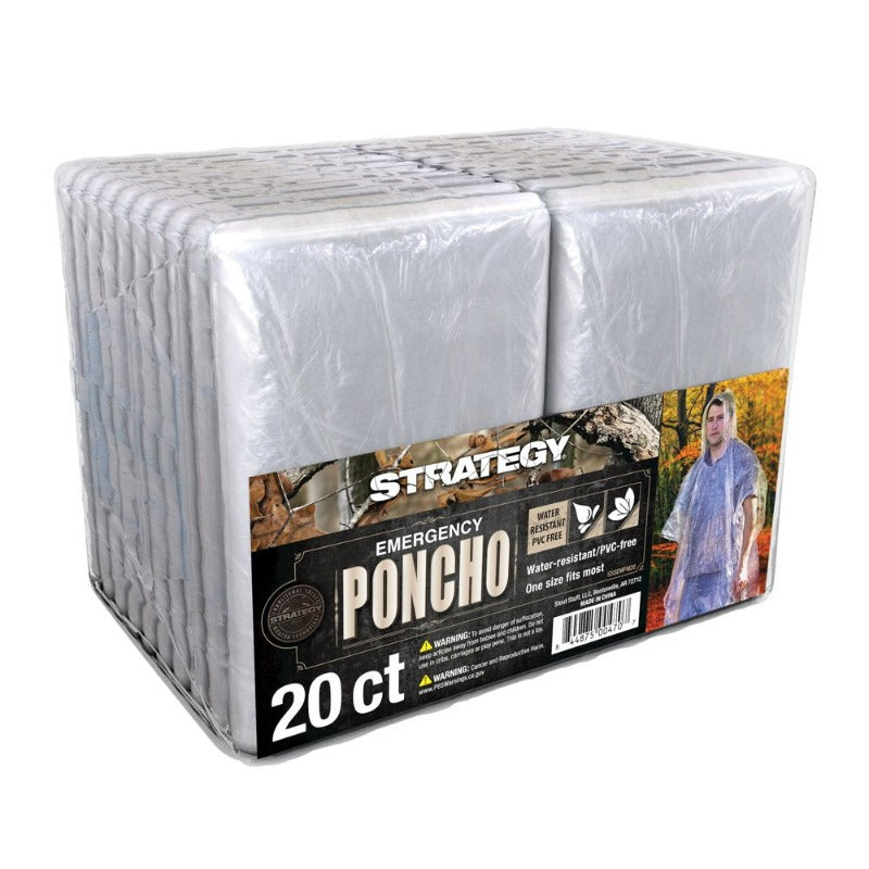 20 Count Clear One Size Fits Most Emergency Poncho 