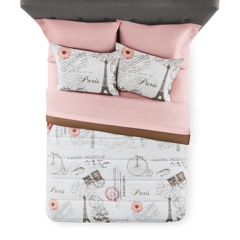 Paris 8 Piece Bed in a Bag Comforter Set with Sheets