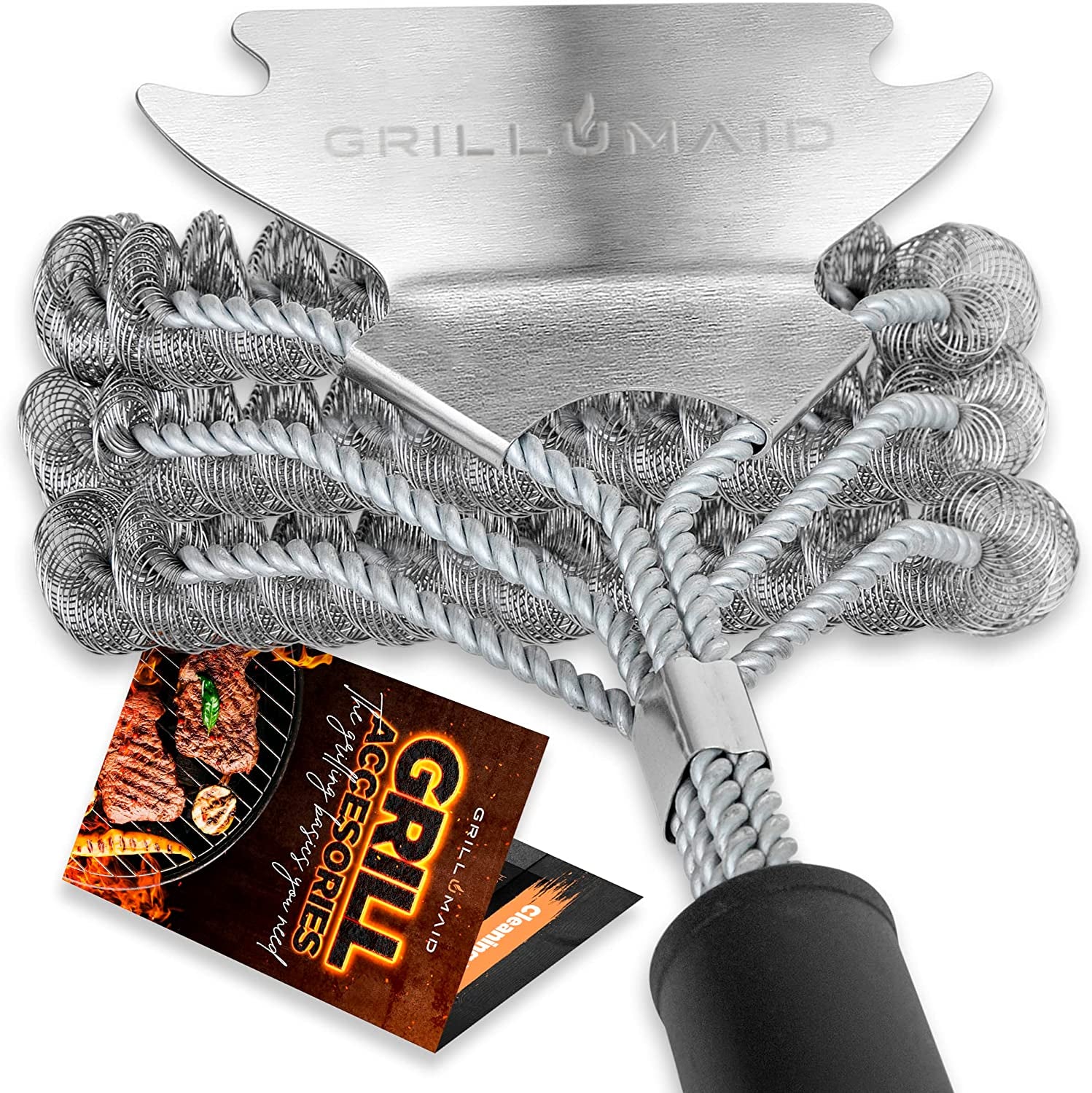 2-in-1 BBQ Brush for Grill Cleaning 