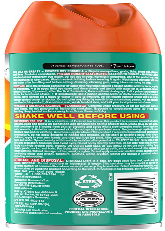 OFF! FamilyCare Insect & Mosquito Repellent Aerosol, Smooth and Dry Formula Bug Spray, Provides up to 6 Hours of Protection, 4 oz