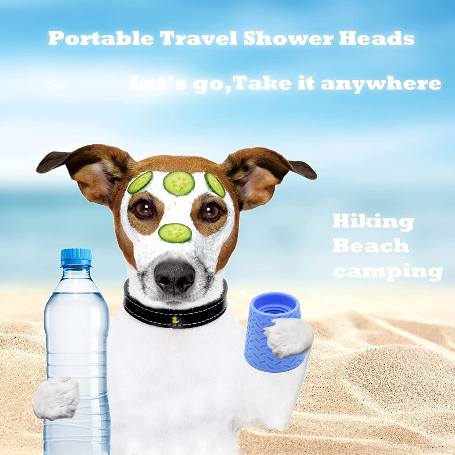 Silicone Dogs Shower Sprayer Head Attachment - Pet Shower Cap Sprinkler | Portable Outdoor Shower Heads for Camping, Hiking, Beach - Fits Most Plastic Mineral Water Bottle, 1 Pack Green