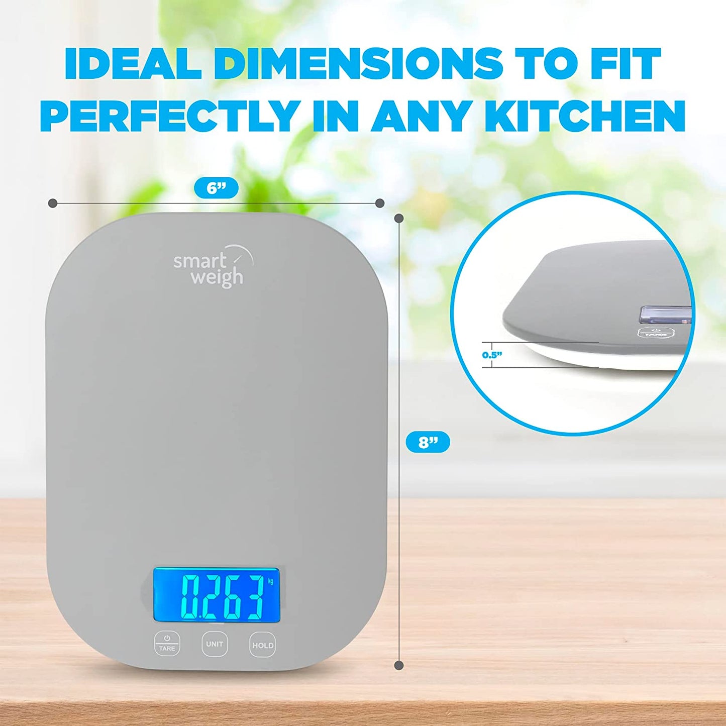 Smart Weigh 11 lb. Digital Kitchen Food Scale, Mechanical Accurate Weight Scale with 5-Unit Modes, Grams and Ounces for Weight Loss,Weighing Ingredients, Dieting, Keto Cooking , Meal Prep and Baking