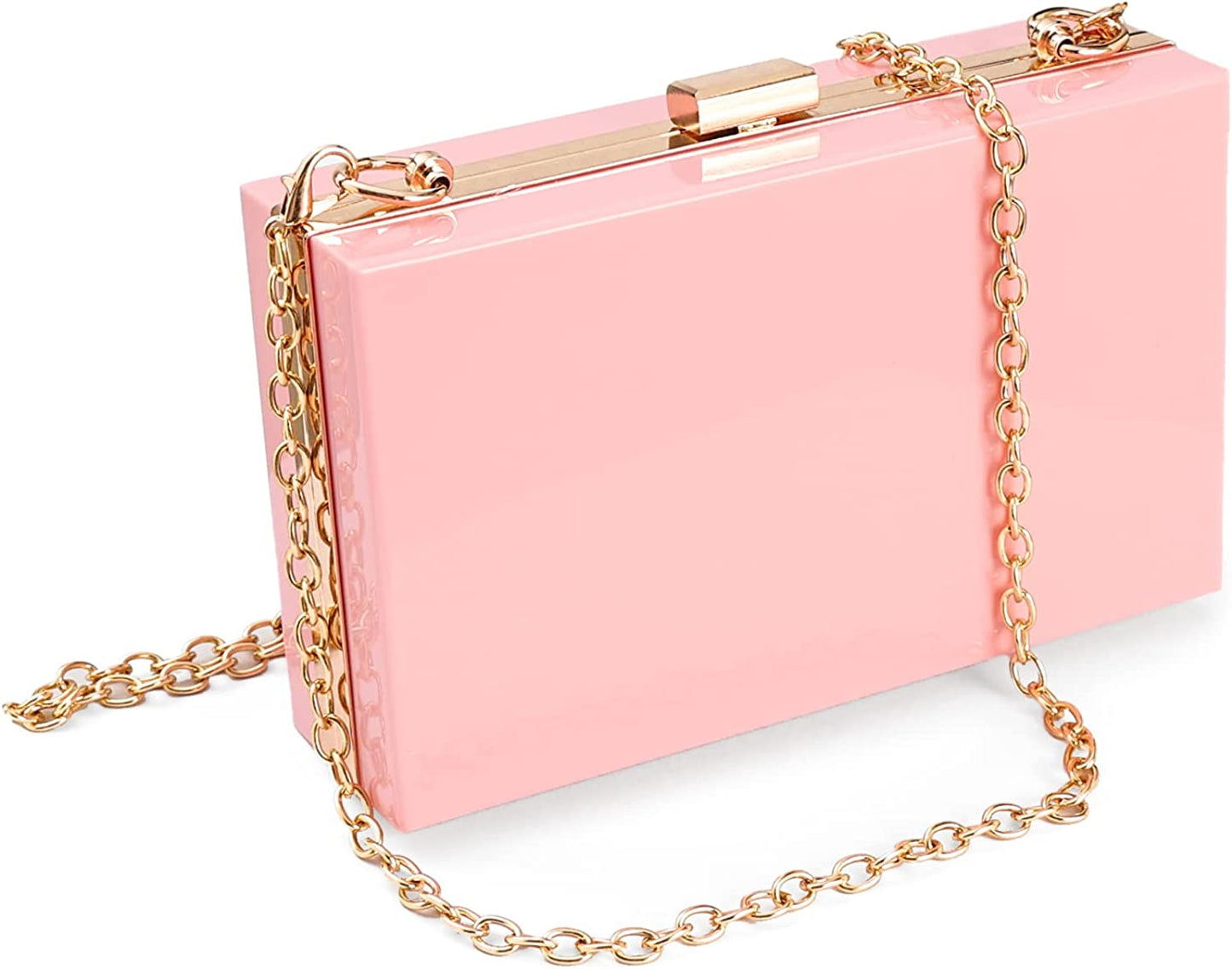 Women Clear Clutch Bag With Removable Gold Chain Strap