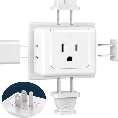 2 Pack SUPERDANNY 5 Way Wall Outlet Extender Wall Outlet Splitter Flat Plug Adapter 3 Prong Electrical Plug White